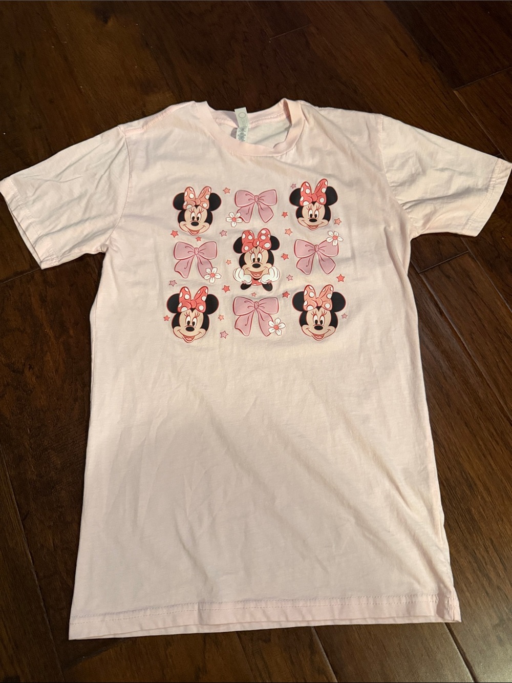 Pink Minnie Mouse Bow Graphic Short Sleeve Tee